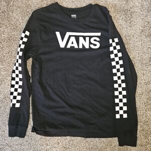 Vans Black Long Sleeve with White Checkered Design